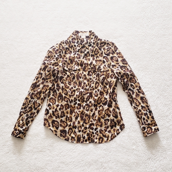 Michael Kors Leopard Print Button Down - Picture 1 of 2